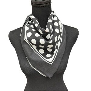 Vintage Wamcraft Black White Polka Dot Western Bandana 21 x 22 Americana